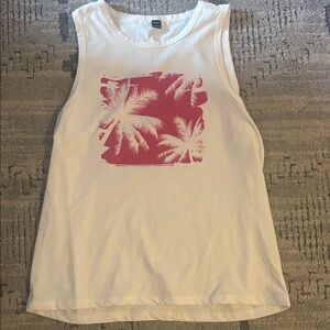 Manfinity White&Pink W/Palm Trees tank top